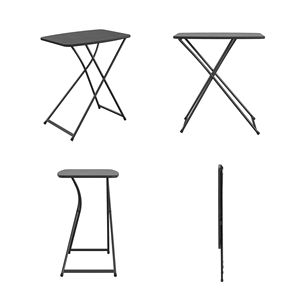 Tavolo da pranzo pieghevole con altezza regolabile da 26 pollici, nero - Product Image 2