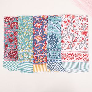 Ethnic Fashion Skin Friendly Cotton Square Scarf Neckerchief Multi Use Artisan <b>Head</b>-<b>Wraps</b> Natural Dye Colorful Bandanas Four - Product Image 1