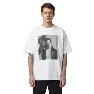 Men Front Logo Oversized <b>Screen</b> Print Boxy T-Shirt with Cotton <b>Bamboo</b> Fabric Canvas Weave High Street Style - Product Image 2