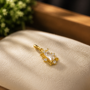 14K Gold Plated Baguette Cut Moissanite Pendant Necklace Vintage Star <b>Frame</b> Link Chain Geometric Design for Women's Engagement - Product Image 4
