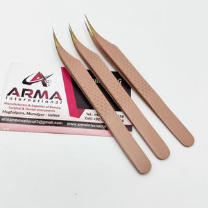 Pinzas de Acero Inoxidable para Extensión de Pestañas, Profesionales, Multiusos, con Punta Dorada de Precisión, Antimagnéticas, con Mango Cómodo - Product Image 5