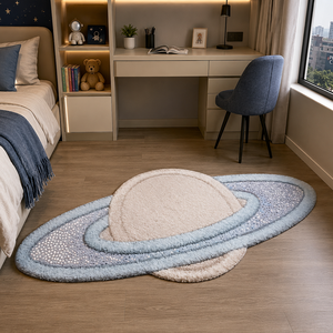 Tapis antidérapant en laine à motifs géométriques, tufté à la main, pour la chambre des enfants, la chambre à coucher, le salon, décoration - Product Image 1