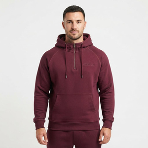 Sweat à capuche tendance pour homme, taille standard, demi-zip, en coton épais, personnalisable, vente en gros, haute qualité - Product Image 5
