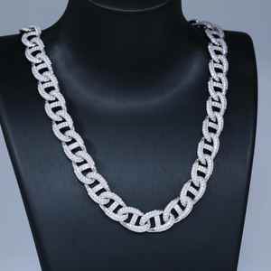 Collar de Cadena Cubana Miami Iced Out con Diamantes de Moissanita, Plata 925, Joyería Fina, Estilo Hip Hop, Moderno, para Fiesta de Raperos, para Hombres - Product Image 1