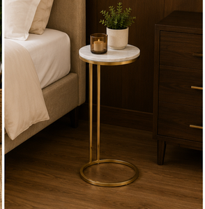 Modern Round Marble Top Coffee <b>Table</b> with <b>Gold</b> Brass Frame Living Room Furniture Decorative <b>Side</b> <b>Table</b> - Product Image 4