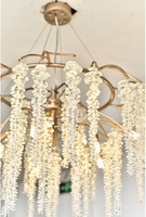 Lustre ovale en laiton et cristal de style américain, télécommande, hauteur réglable, utilisation hôtelière, design moderne, tailles personnalisées disponibles