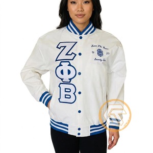 เสื้อแจ็คเก็ตวาร์ซิตี้ Zeta Phi Beta แบบสั่งทำพิเศษจาก GREEK TREASURES เสื้อผ้าสำหรับชมรมนักศึกษา คุณภาพสูง ระบายอากาศได้ดี ซับในผ้าซาตินไหม สำหรับผู้หญิง - Product Image 4