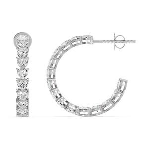 ต่างหูห่วงเพชรทรงหัวใจที่เพาะเลี้ยงในห้องปฏิบัติการ - Product Image 5