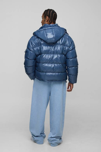 Veste matelassée à capuche surdimensionnée pour homme, en toile respirante, personnalisée OEM, pour l'hiver, fermeture éclair - Product Image 2