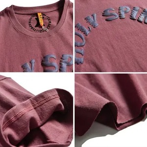 เสื้อยืดคอตตอนพิมพ์ลายพัฟฟ์คุณภาพสูง ผลิตตามสั่งจากโรงงาน 100% ผ้าฝ้าย พิมพ์โลโก้ได้ ทรงหลวม คอกลม สไตล์ลำลอง สำหรับผู้ชาย - Product Image 3