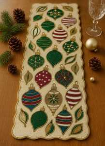 Multicolor Modern Floral Beaded <b>Table</b> <b>Runner</b> Handmade Glass Bead Embellished Scalloped Edge Luxury <b>Dining</b> <b>Table</b> Linen - Product Image 5