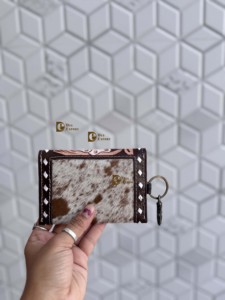 Wholesale Cowhide Fur Leather <b>Wristlet</b> Coin Purse for Women New Hand Tooled Carving Multi-Use Mini Wallet Western Style Gift - Product Image 3