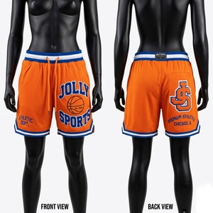 Shorts de basket-ball pour femmes, 180 GSM, maille polyester respirante, bleu, panneau latéral contrastant, logo personnalisé en twill, shorts pour femmes - Product Image 4