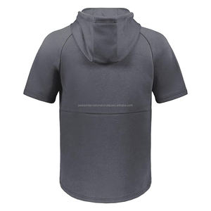 Venta al por mayor 100% algodón de los hombres de media manga sudadera de invierno sólido con capucha transpirable patrón 3D - Product Image 6