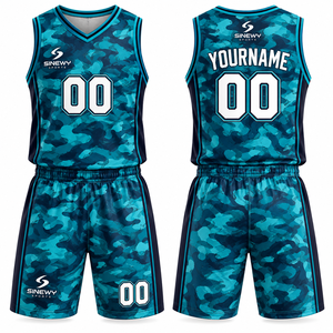 Ensemble de maillots de basket-ball SINEWY SPORTS, imprimé camouflage, sans manches, col en V, évacuation de l'humidité, unisexe adulte - Product Image 1