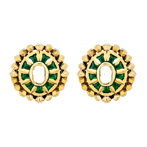 Asscher Cut Zircon Stud Earrings in Gold Plated Brass - Product Image 3
