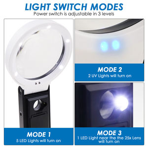 2-in-1 Professional LED Desktop & Handheld Magnifier - 10X/25X Dual Lens with UV Light & <b>Scale</b> Base for <b>Precision</b> Work - Product Image 4