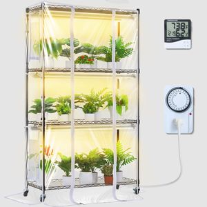 Copertura del termometro di avviamento del Timer con supporto per piante a 4 livelli 180W a spettro completo; Mini mensola luminosa per serra per un uso efficiente - Product Image 1