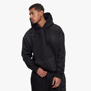 Sweat-shirt à capuche oversize pour homme, motif à pois noirs, en molleton respirant, style streetwear décontracté, avec poche, pour l'automne - Product Image 5