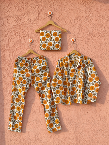 Conjunto de Pijama de Algodón de 3 Piezas con Estampado Floral para Mujer, Ropa de Dormir Elegante, Boho, Ecológica, Suave, Hecha a Mano, para Verano, Regalo - Product Image 1
