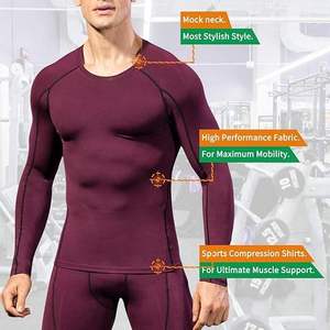 <b>Men's</b> Full Sleeve <b>Compression</b> <b>Shirt</b> Orange Spandex/Polyester 140g Breathable Sublimation Printed Front Logo Quick Dry Sport Top - Product Image 4
