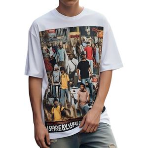 เสื้อยืดครอปคอกลมสำหรับผู้ชายทรงหลวมเสื้อยืดผ้าฝ้าย100% พิมพ์ลายหน้าจอออกแบบได้ตามที่ต้องการ - Product Image 1