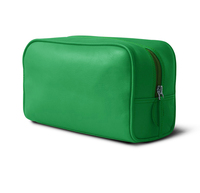 Trousse de Toilette en Cuir, Petite Trousse à Cosmétiques Portable avec Fermeture Éclair, Style Simple, Couleur Beige, pour Voyage