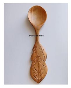 Cucharas de Madera Natural de Nuevo Diseño, Utensilios de Madera Tallados con Motivos Florales Decorativos, Vajilla de Cocina Estilo Rústico Boho para Regalo - Product Image 1