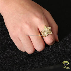 Luxury 925 <b>Sterling</b> <b>Silver</b> Lab Grown Diamond Star Design <b>Ring</b> For <b>Mens</b> Fashion Jewelry Collections - Product Image 4