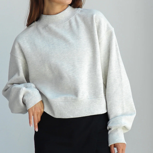 Women Casual <b>Mock</b> <b>Neck</b> Sweatshirt Trendy Pullover <b>Top</b> - Product Image 2