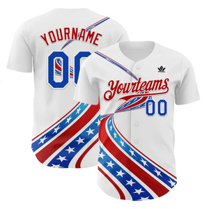 Maillot de baseball personnalisé avec drapeau américain, unisexe, adulte, manches courtes, polyester sublimé, évacuation de l'humidité, uniforme d'équipe personnalisé - Product Image 3