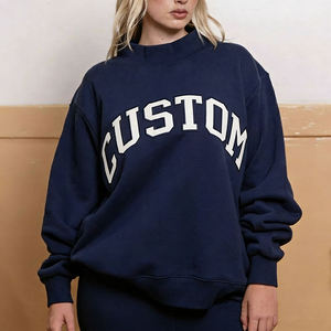 Custom <b>Mock</b> Neck Sweatshirt Mockneck Sweat <b>Shirt</b> Pullover Cotton Fleece Embroidery Logo <b>Jumper</b> Women Oversized Sweatshirt - Product Image 1