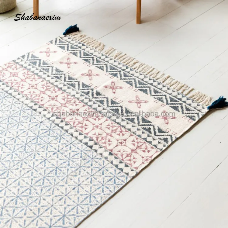 Wholesale Cotton Rug Home Decor Custom Design Printed Cotton Woven Rug Carpet