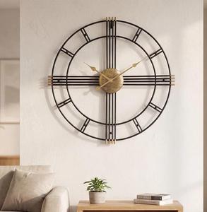 Modern Metal <b>Wall</b> <b>Clock</b> Round Analog Quartz Design Oversized Living Room Decor Hanging Style - Product Image 1