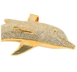 Collar Unisex Personalizado con Colgante de Delfín Chapado en Oro de 18K, con Moissanita Brillante de Corte Redondo, Estilo Hip Hop - Product Image 4