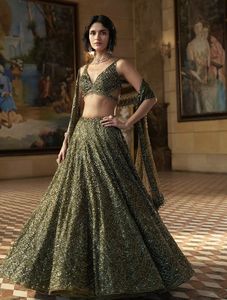 Lehenga Choli, Traje Tradicional Indio para Bodas, Bellamente Diseñado con Lentejuelas, para Ocasiones y Eventos Especiales para Mujeres - Product Image 1