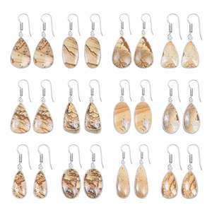 Pendientes de Moda con Dijes de Piedras Preciosas de Jaspe, Diseño Lindo y de Alta Calidad, Varias Formas, Joyería para Mujer, Regalo para Fiesta, Mejor Precio - Product Image 1