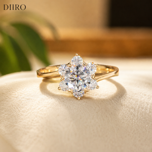 Bague de fiançailles en diamant taille ronde plaqué or jaune 14 carats VVS1, bague de demande en mariage en moissanite certifiée pour femme - Product Image 3