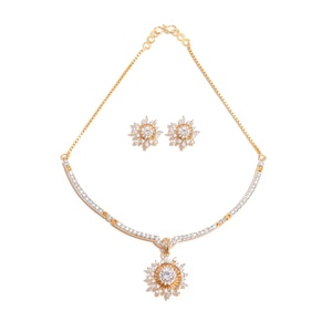 Conjunto de Collar y Pendientes con Colgante de Cristales Redondos en Forma de Rayos de Sol, Chapado en Oro de 22K, Joyería para Mujer - Product Image 2