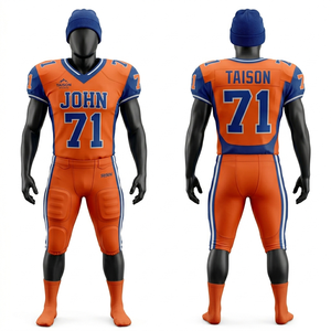 Uniforme de Fútbol Americano para Hombre, Premium, 250 GSM, Transpirable, Poliéster y Spandex, Azul Claro y Marino, Panel en Contraste, Logotipo Sublimado - Product Image 5