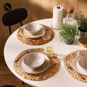 Tapis de table artisanal en jacinthe d'eau, style bohème, écologique, haut de gamme, 10 mm d'épaisseur, isolation thermique, usage domestique, le meilleur pour la vente en gros - Product Image 4