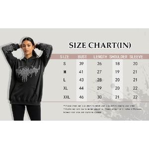 Sweat-shirt à capuche gothique à manches chauve-souris pour homme, surdimensionné, noir, imprimé graphique, en coton tricoté, streetwear d'automne - Product Image 5