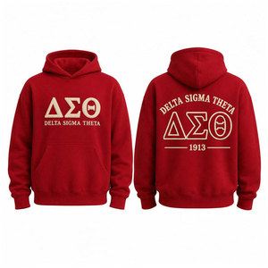 Delta Sigma Theta Hoodie <b>Red</b> Greek Letter Print Unisex Casual Fleece <b>Sweatshirt</b> 1913 Front Back Design - Product Image 1