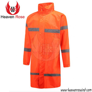 Vêtement de travail imperméable haute visibilité avec bande réfléchissante, veste de pluie longue, OEM personnalisé, EPI industriel - Product Image 5