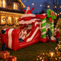 Structure gonflable commerciale de Noël avec toboggan aquatique, thème Père Noël, pour événements et entreprises de location