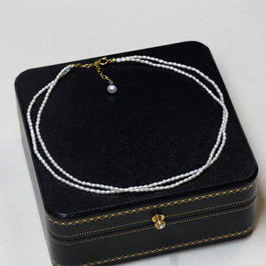 Collier ras du cou en argent pur avec perles de millet d'eau douce à double couche pour femmes françaises, chaîne courte pour clavicule, collier superposé - Product Image 1