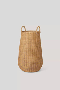 Tall handwoven rattan <b>laundry</b> basket minimalist natural storage hamper eco friendly durable lightweight elegant vertical design - Product Image 3