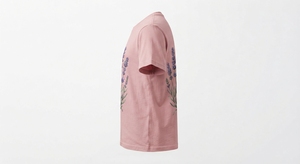 T-shirt en coton léger à col rond et manches courtes pour homme, imprimé lavande rose, style floral décontracté streetwear - Product Image 2