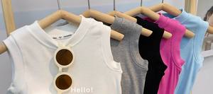 T-shirt décontracté sans manches en coton pour filles, été, noir, blanc, rose, à porter en extérieur - Product Image 3