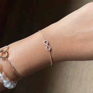 Rose Gold <b>Infinity</b> Lab Grown Diamond Station <b>Bracelet</b> - Product Image 4